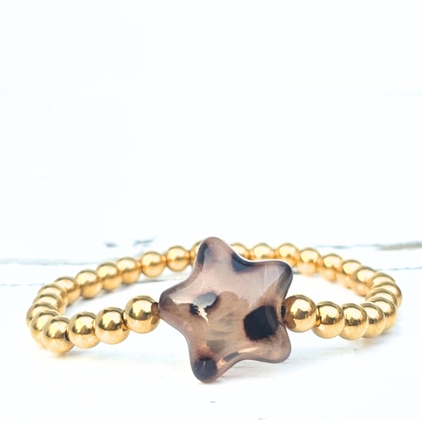 Label Six Kralenarmband brown star