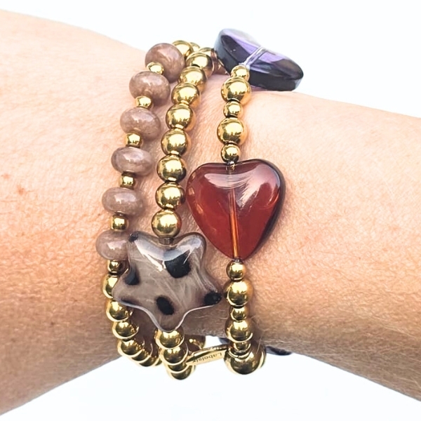 Label Six Kralenarmband brown star