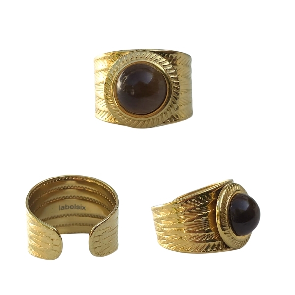 Label Six Brown stone ring