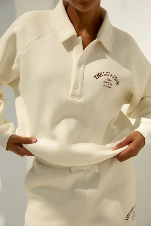 The Lola Club  Maya Polo Sweater Cream