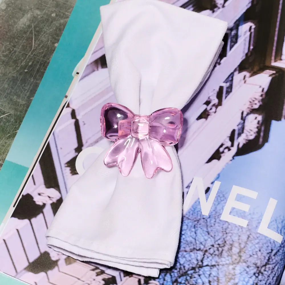 servetring_roze Lepelclub Bow Napkin Ring Set of Four