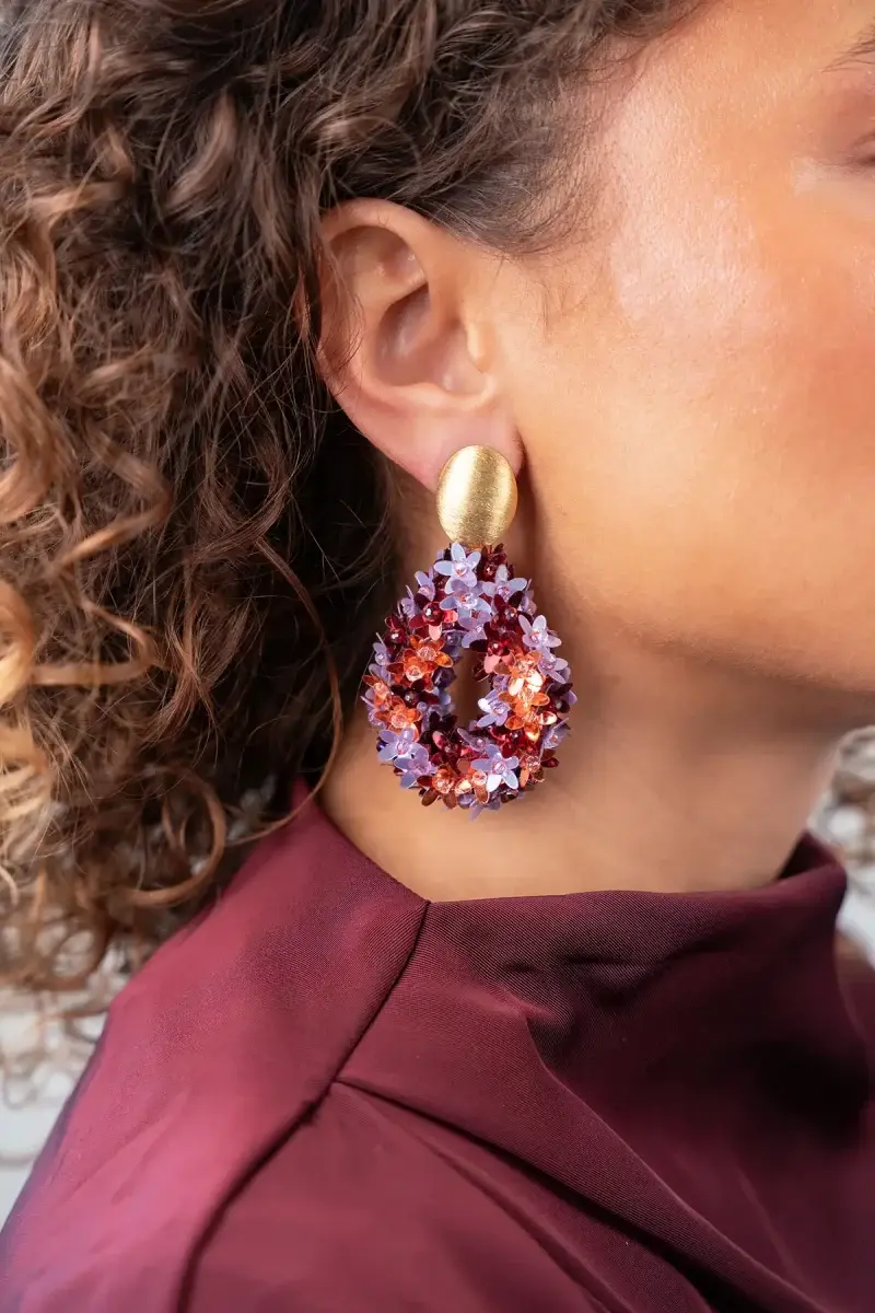 Lott Gioielli Rode Oorbellen Flower Drop L Amal