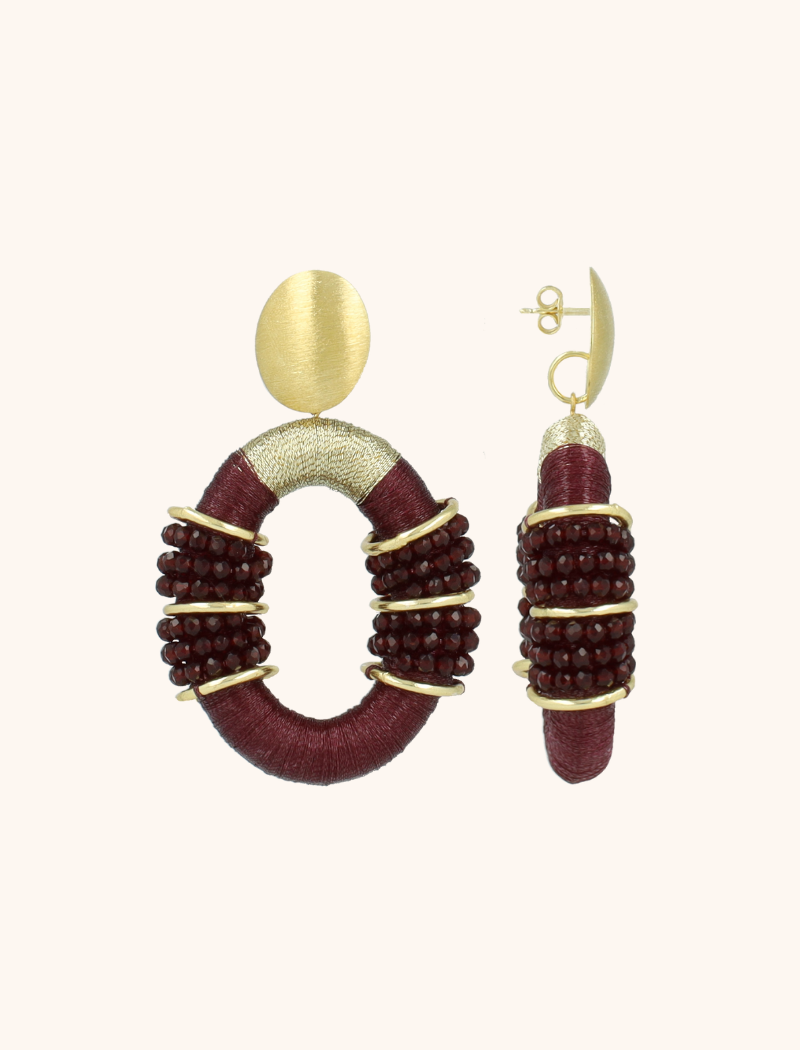 Lott Gioielli Bordeaux Rode Oorbellen Combi Oval Deluxe L Elle