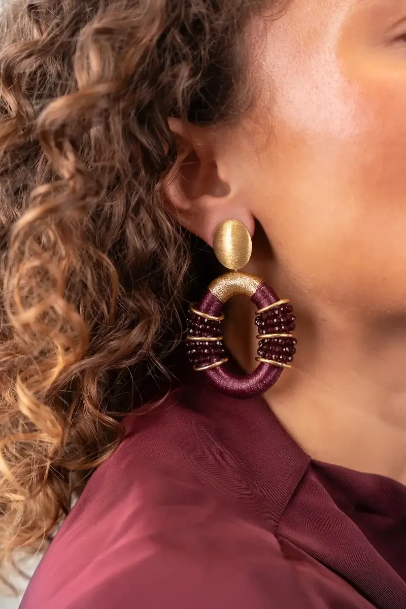 Lott Gioielli Bordeaux Rode Oorbellen Combi Oval Deluxe L Elle