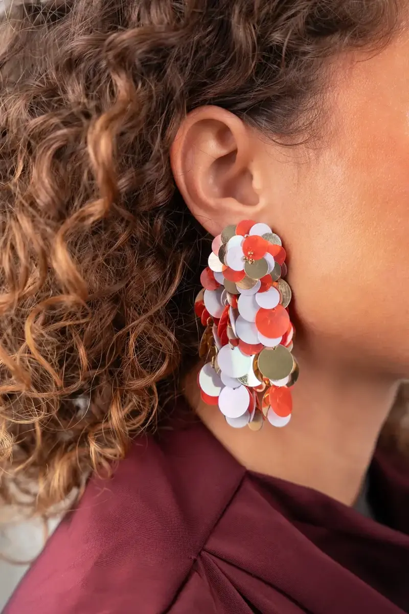 Lott Gioielli Rode Oorbellen Sequin Wild Waterfall Mira