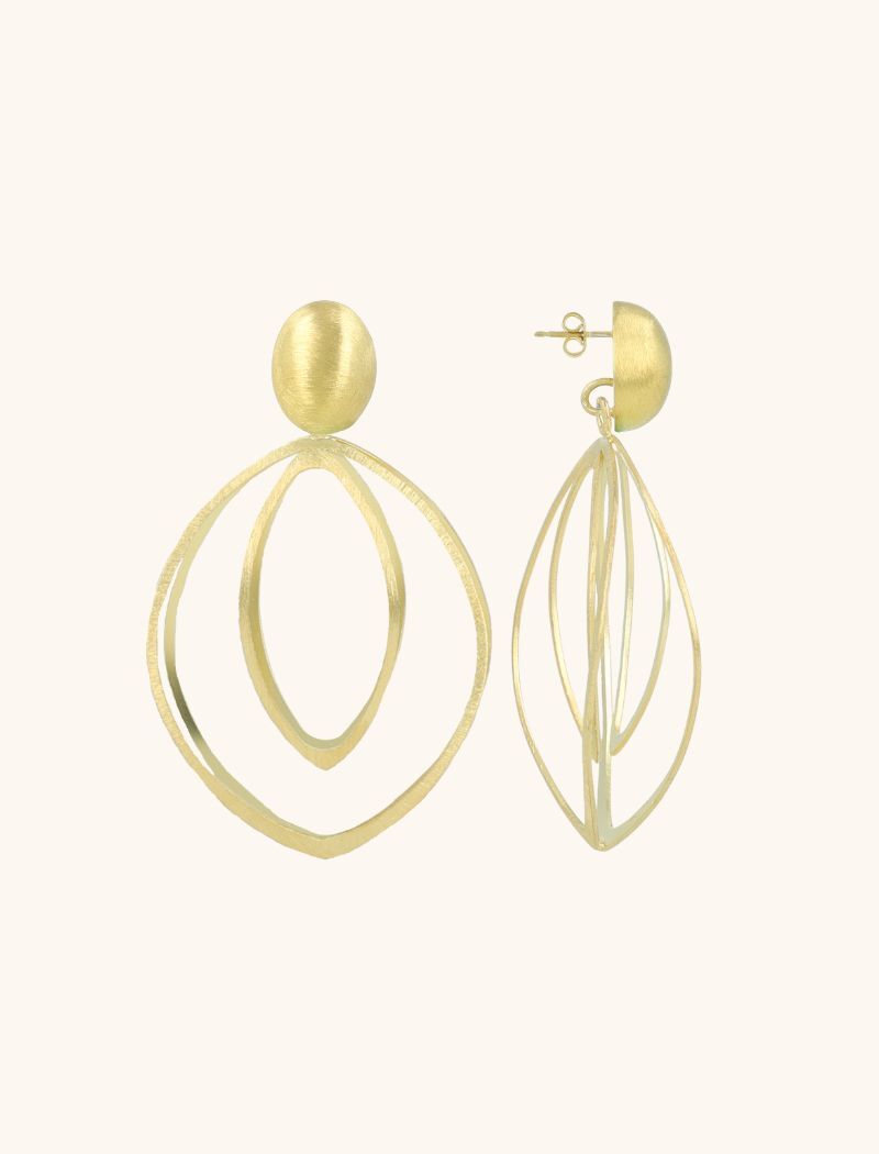 Lott Gioielli Gouden Oorbellen Double Drop 3D L Nya