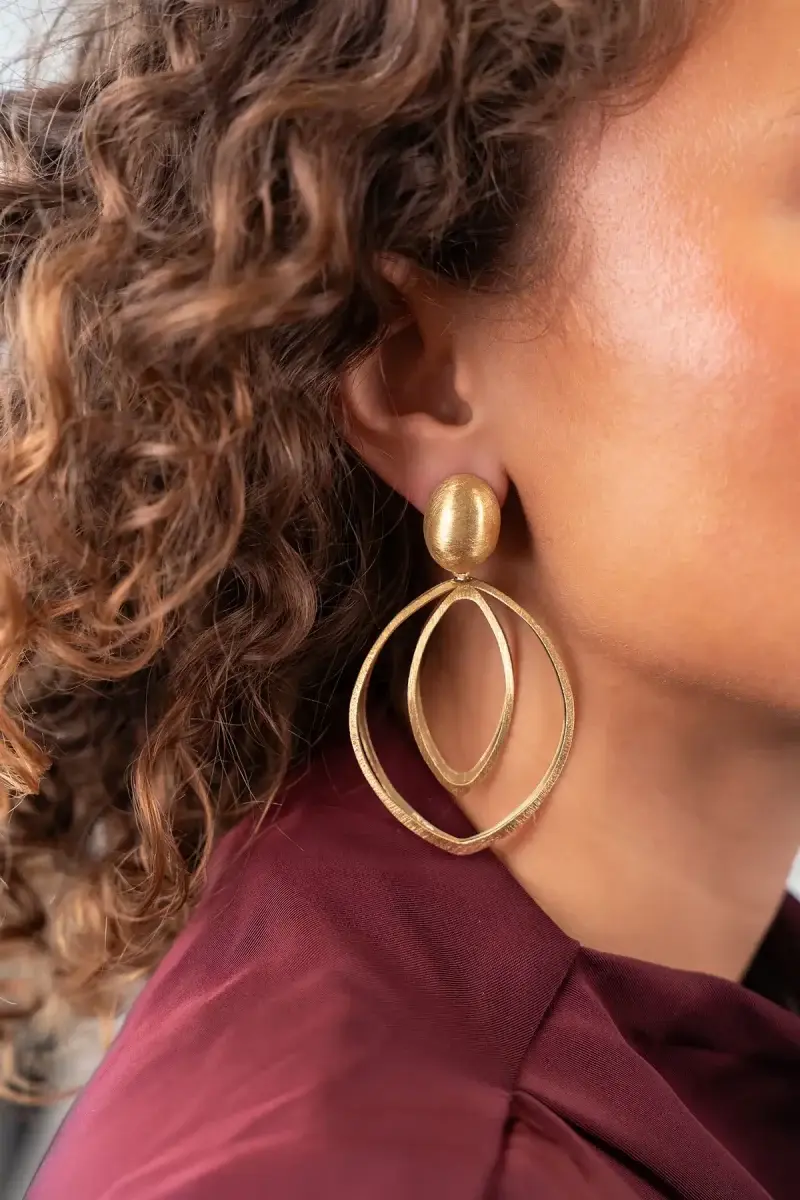 Lott Gioielli Gouden Oorbellen Double Drop 3D L Nya