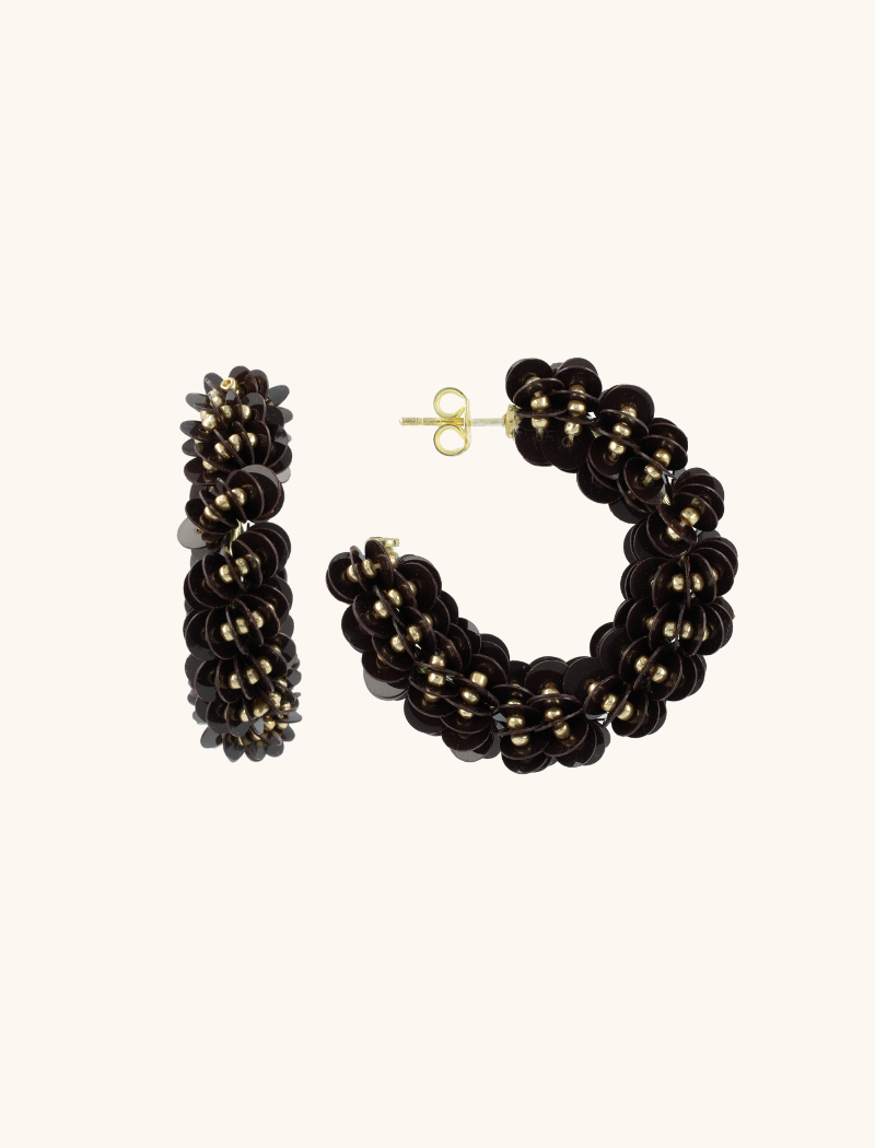 Lott Gioielli Bruine oorbellen sequin creool M